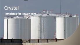  Presentation with fuel storage - Slide deck enhanced with chemical sensor - industrial fuel storage tanks background and a gray colored foreground