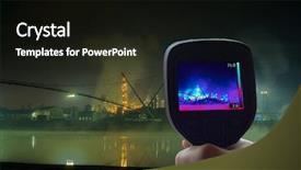  Presentation with imaging - Presentation theme featuring chemical sensor - thermal imaging supervision of oil background and a black colored foreground