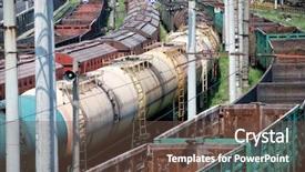  Presentation with oil tanks - Presentation enhanced with chemical tanker - railway tanks for mineral oil background and a tawny brown colored foreground