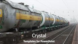  Presentation with train - Presentation enhanced with chemical tanker cargo - freight train with oil transporting background and a dark gray colored foreground