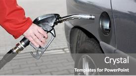 Presentation with gas station - Presentation having chemical truck - driver pumping gasoline background and a gray colored foreground