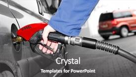  Presentation with gas station - Audience pleasing slide set consisting of chemical truck - driver pumping gasoline backdrop and a dark gray colored foreground