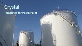  Presentation with fuel storage - Audience pleasing presentation consisting of chemical truck - industrial fuel storage at port backdrop and a ocean colored foreground