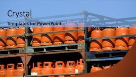  Presentation with blue orange - Audience pleasing slides consisting of chemical truck - orange gas racks backdrop and a light blue colored foreground