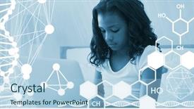  Presentation with molecules - Presentation theme having chemical type - blue molecules forming triangle background and a light blue colored foreground