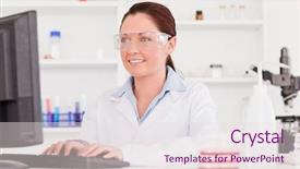  Presentation with report - Audience pleasing slides consisting of chemical type - cute scientist typing a report backdrop and a lemonade colored foreground