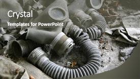  Presentation with masks - Beautiful PPT theme featuring chemical warfare - abandoned gas masks backdrop and a gray colored foreground