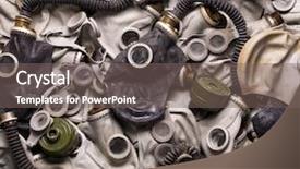  Presentation with masks - PPT layouts having chemical warfare - background of old dirty gas background and a gray colored foreground