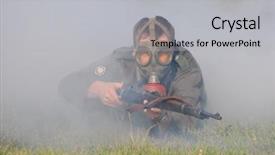  Presentation with german - Slides enhanced with chemical warfare - german soldier in gas mask background and a light gray colored foreground