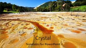  Presentation with mine waste - Cool new PPT layouts with chemical waste - water pollution of a copper backdrop and a gold colored foreground