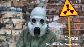  Presentation with weapon - Slide set enhanced with chemical weapon - hdr nuclear tourist background and a dark gray colored foreground