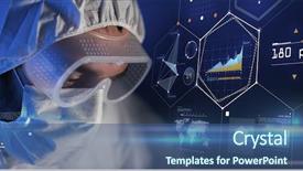  Presentation with virtual laboratory - Audience pleasing theme consisting of chemical weapon - science chemistry future technology medicine backdrop and a ocean colored foreground