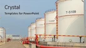  Presentation with industrial chemicals - Beautiful theme featuring chemicals storage - big industrial oil tanks backdrop and a light blue colored foreground