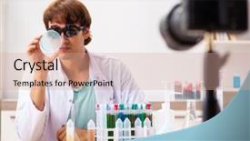  Presentation with bacteria - Amazing PPT theme having chemist blogger recording video backdrop and a  colored foreground