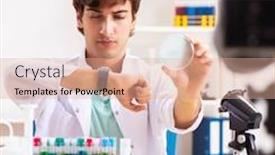  Presentation with blog - Theme with chemist-blogger-recording-video background and a coral colored foreground