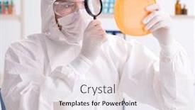  Presentation with testing - Beautiful theme featuring chemist checking and testing plastic dishes backdrop and a light gray colored foreground