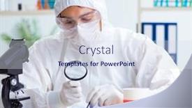  Presentation with testing - Beautiful PPT theme featuring chemist checking and testing plastic dishes backdrop and a sky blue colored foreground