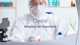  Presentation with testing - PPT theme consisting of chemist-checking-and-testing-plastic background and a sky blue colored foreground