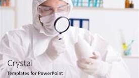  Presentation with testing - Slide set consisting of chemist-checking-and-testing-plastic background and a sky blue colored foreground