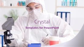  Presentation with testing - PPT theme with chemist-checking-and-testing-plastic background and a sky blue colored foreground