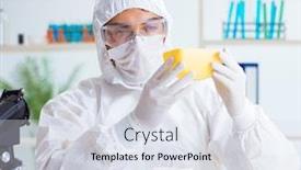  Presentation with testing - Audience pleasing PPT layouts consisting of chemist-checking-and-testing-plastic backdrop and a sky blue colored foreground