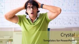  Presentation with periodic table - Presentation theme with chemist in front of periodic background and a  colored foreground