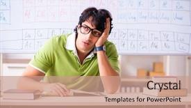  Presentation with periodic table - Audience pleasing PPT theme consisting of chemist in front of periodic backdrop and a  colored foreground