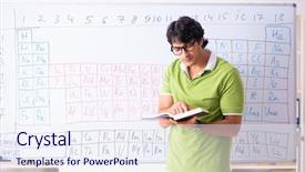  Presentation with periodic table - Slide set with chemist in front of periodic background and a  colored foreground