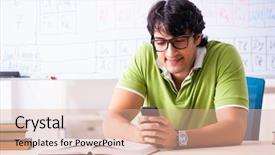  Presentation with periodic table - Slide deck featuring chemist in front of periodic background and a  colored foreground