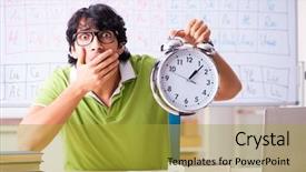  Presentation with periodic table - Amazing PPT theme having chemist in front of periodic backdrop and a gold colored foreground