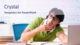  Presentation with periodic table - Beautiful slide deck featuring chemist in front of periodic backdrop and a sky blue colored foreground