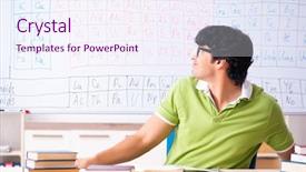  Presentation with periodic table - Presentation theme consisting of chemist in front of periodic background and a sky blue colored foreground