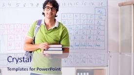  Presentation with periodic table - Presentation design featuring chemist in front of periodic background and a lemonade colored foreground