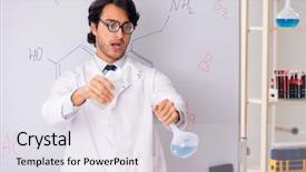  Presentation with scientific - Presentation design enhanced with chemist in front of white background and a sky blue colored foreground