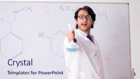  Presentation with chemist - Cool new presentation design with chemist in front of white backdrop and a sky blue colored foreground