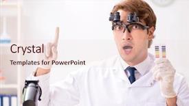 Presentation with chemist - Slide deck featuring chemist in the lab checking background and a  colored foreground