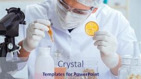  Presentation with chemist - PPT theme having chemist mixing perfumes background and a sky blue colored foreground