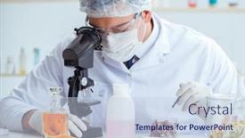  Presentation with chemist - Slides with chemist-mixing-perfumes background and a light blue colored foreground