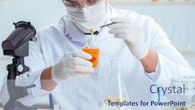  Presentation with chemist - Slide deck featuring chemist-mixing-perfumes background and a sky blue colored foreground