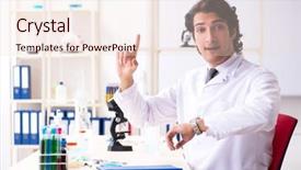  Presentation with rat in lab - Audience pleasing PPT theme consisting of chemist working in the lab backdrop and a lemonade colored foreground