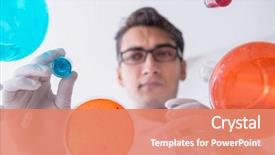  Presentation with hazardous - Slide deck with chemist working in the laboratory background and a coral colored foreground