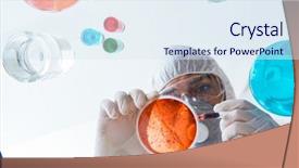  Presentation with chemist - PPT layouts consisting of chemist working in the laboratory background and a sky blue colored foreground