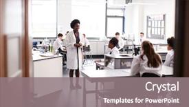  Presentation with high school students - Theme having chemistry - female high school tutor teaching background and a gray colored foreground