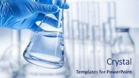  Presentation with plastic - Beautiful slides featuring chemistry - laboratory beaker in analyst's hand backdrop and a sky blue colored foreground