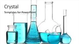  Presentation with glassware - Audience pleasing slide set consisting of chemistry - laboratory glassware with blue samples backdrop and a white colored foreground