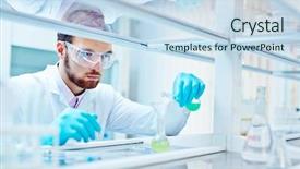  Presentation with lab test - Slides with chemistry - laboratory scientist working at lab background and a sky blue colored foreground