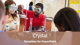  Presentation with science - Audience pleasing slide set consisting of chemistry - pupils carrying out experiment backdrop and a coral colored foreground