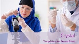  Presentation with lab - Audience pleasing PPT layouts consisting of chemistry - two chemists working backdrop and a lemonade colored foreground