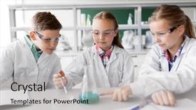  Presentation with children education - Presentation theme having chemistry and children concept - kids background and a light gray colored foreground