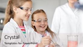  Presentation with science analytical chemistry - Audience pleasing presentation theme consisting of chemistry and children concept - kids backdrop and a coral colored foreground